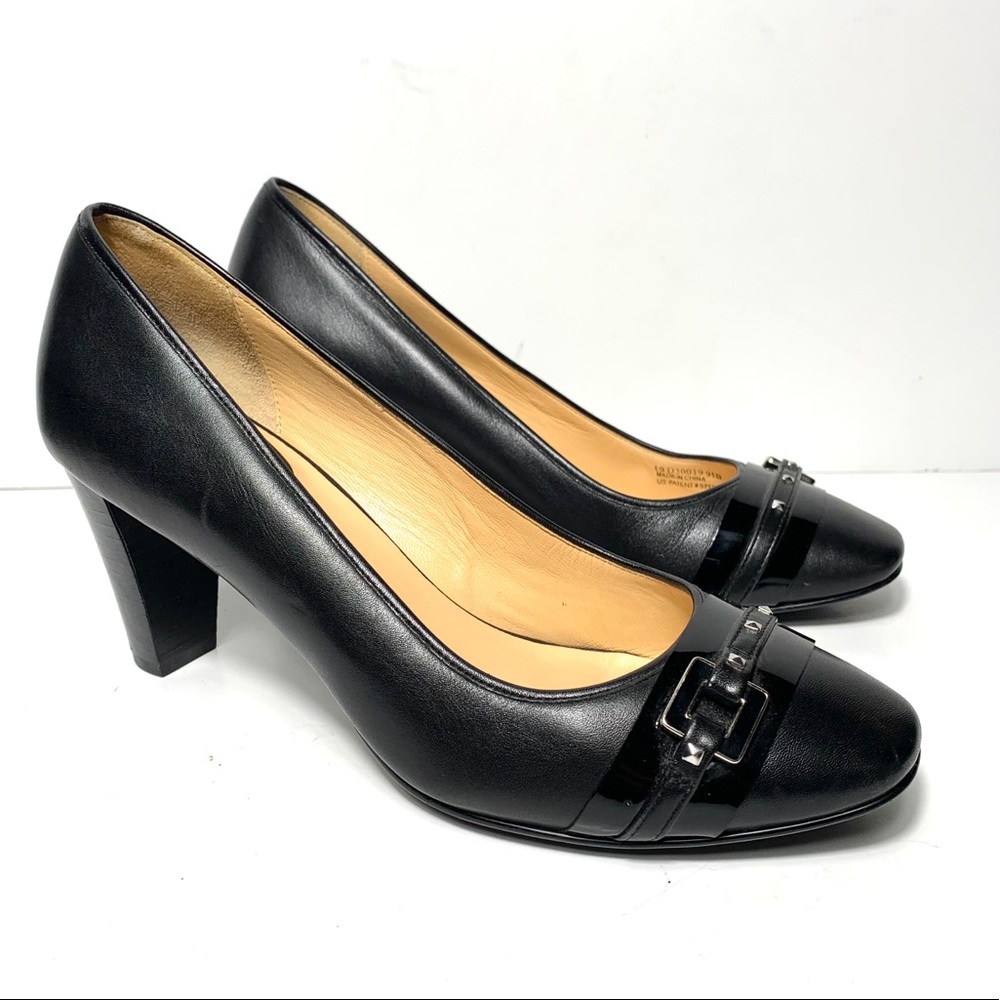 Cole Haan Nike Air Black Leather Heels Buckle 9.5
